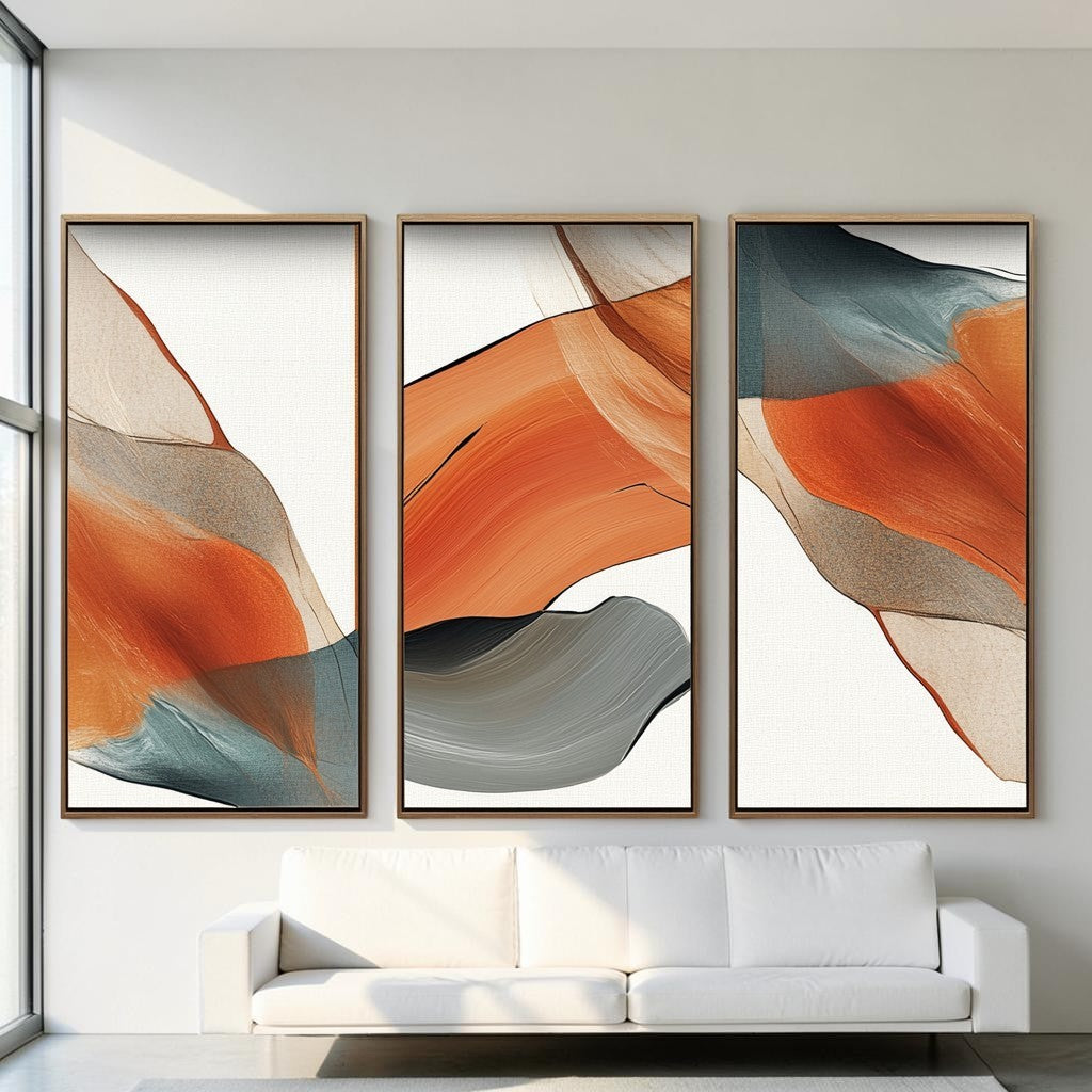 Qkbxj Modern Abstract Canvas Prints - 3-Piece Wall Art Set for Living Room & Bedroom - Premium Gallery-Wrapped Prints - Ready to Hang