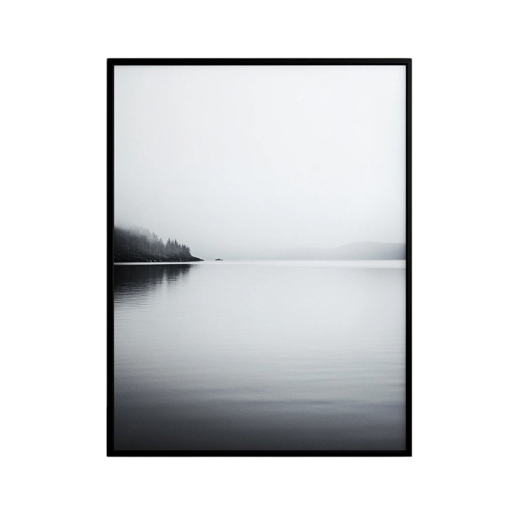 Qkbxj Nordic Black & White Landscape Art - Large Framed Wall Print for Office & Home Decor - Minimalist Nature Photography
