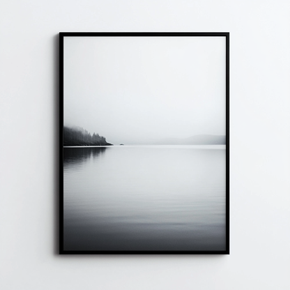 Qkbxj Nordic Black & White Landscape Art - Large Framed Wall Print for Office & Home Decor - Minimalist Nature Photography