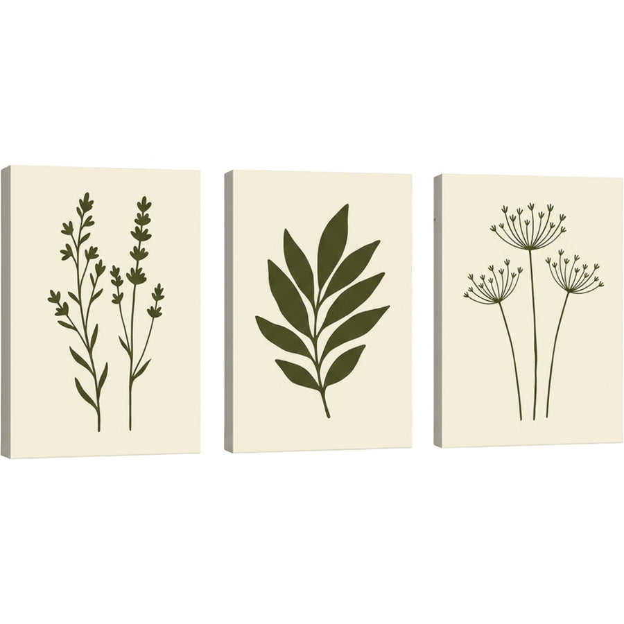 Qkbxj Botanical Silhouette Triptych Canvas Set Olive