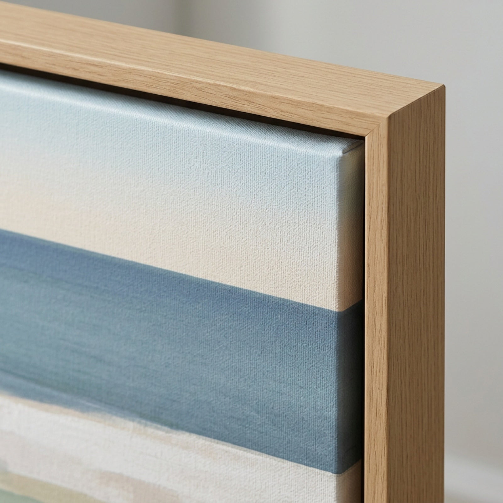 Qkbxj Coastal Horizon Floating Frame Canvas Sand Navy - Detail view