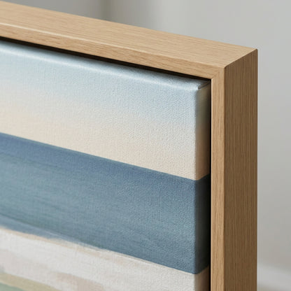 Qkbxj Coastal Horizon Floating Frame Canvas Sand Navy - Detail view