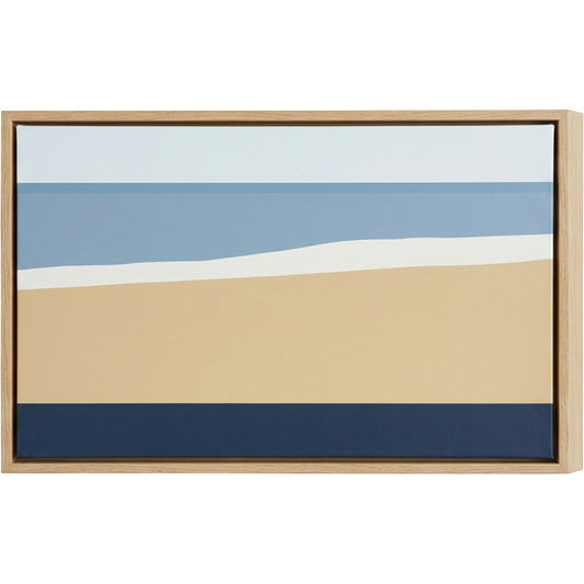 Qkbxj Coastal Horizon Floating Frame Canvas Sand Navy - Product view